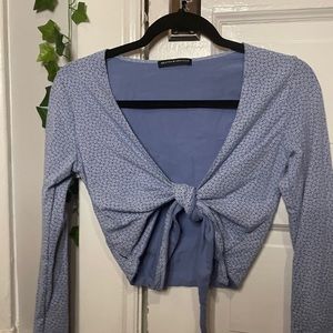 Brandy Melville Tie Front Long Sleeve Top